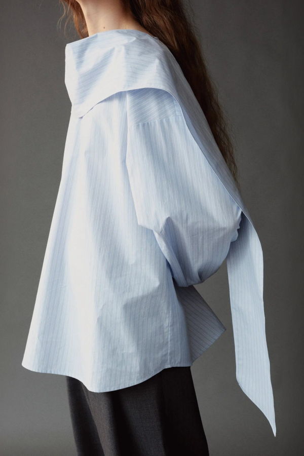 Mijeong Park Striped Tie Neck Blouse