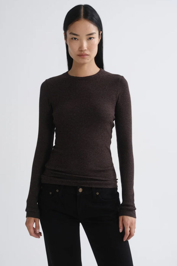 AGOLDE Delphi Slim Long Sleeve Tee - Ganache