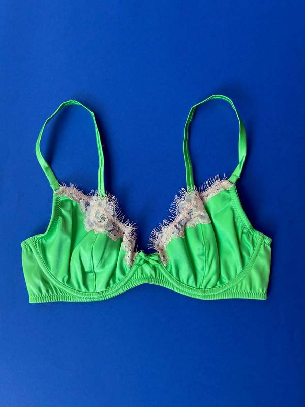 fleur du mal Juliet Lace Demi Underwire Bra - Pastel Lime