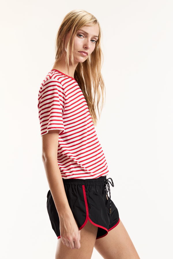 Cynthia Rowley Relaxed Stripe Tee - Red/White