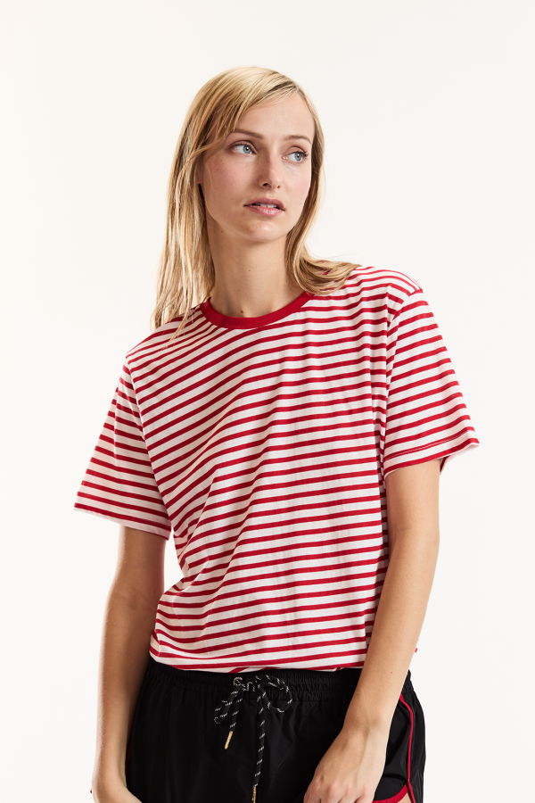 Cynthia Rowley Relaxed Stripe Tee - Red/White