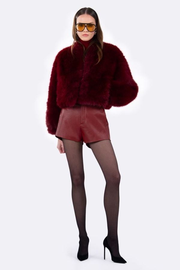 Nonchalant Label Daphne Faux Fur Jacket - Ruby