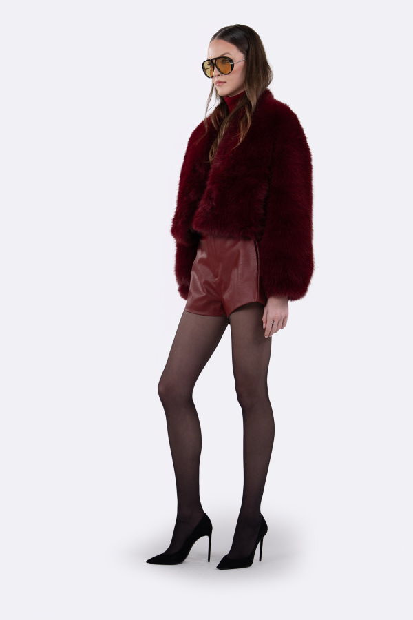 Nonchalant Label Daphne Faux Fur Jacket - Ruby