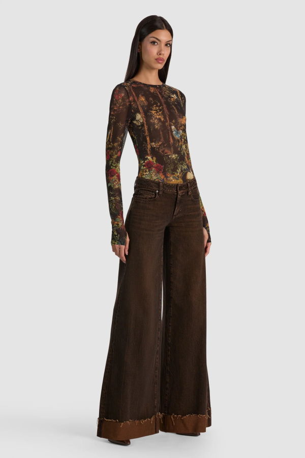Alice + Olivia Delaina Full Length Long Sleeve Top - Wistful Woods