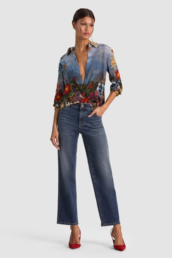 Alice + Olivia Willa Placket Top - Alpine Dawn