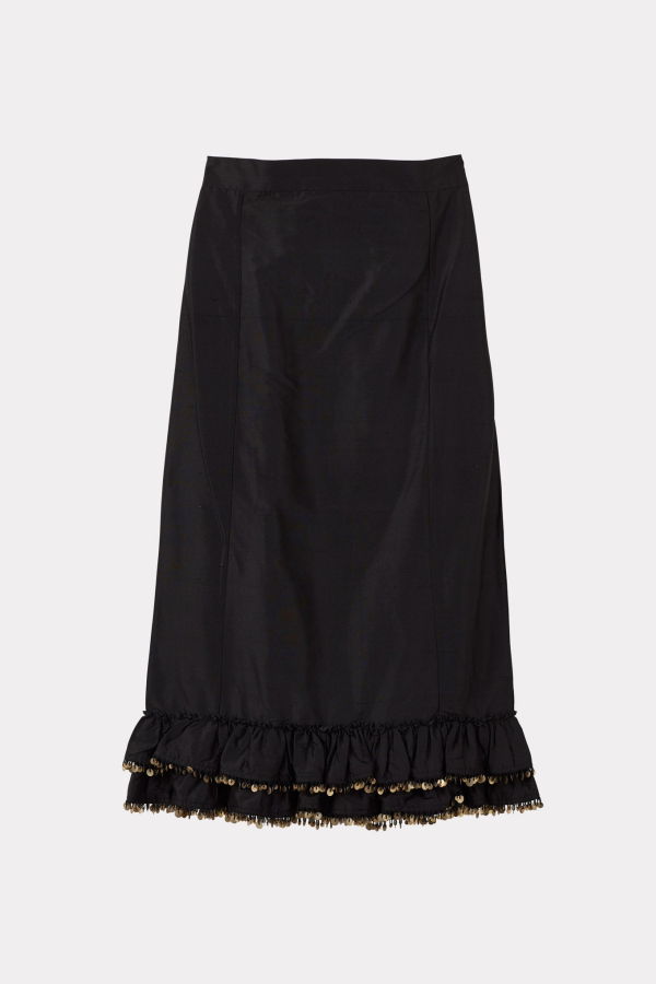 Caramel Silk Taffeta Pencil Midi Skirt