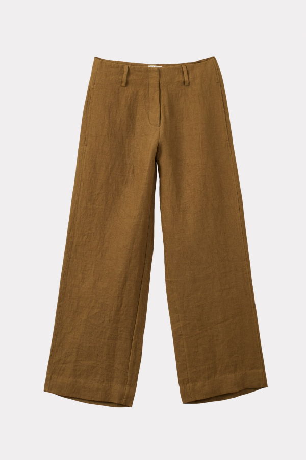 Caramel Wide Leg Linen Trousers