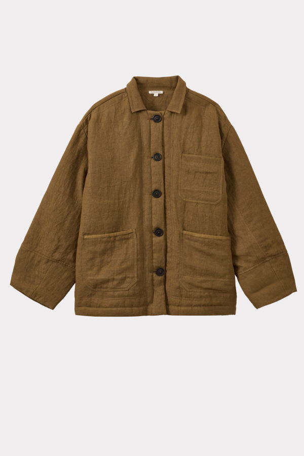 Caramel Workwear Linen Jacket - Toffee