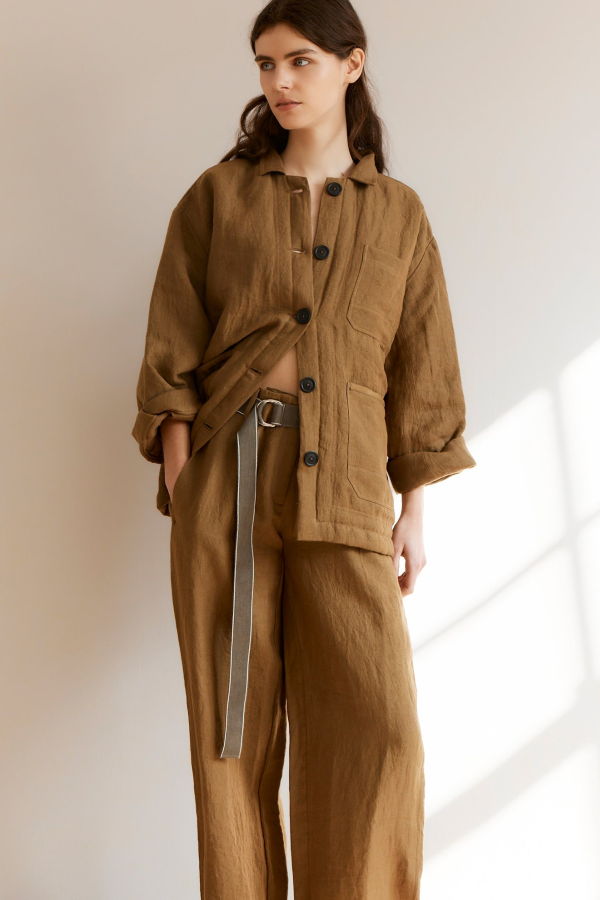 Caramel Workwear Linen Jacket - Toffee