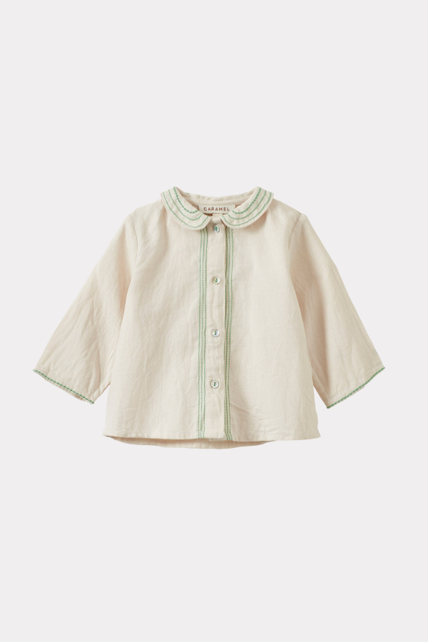 KIDS Caramel Dragonfly Baby Embroidered Cotton Shirt