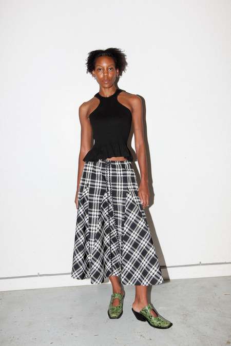Auralee Panama Stripe Pleated Skirt - Ivory | Garmentory