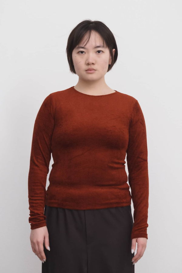 Baserange Omo Velour Long Sleeve Tee - Goy Red