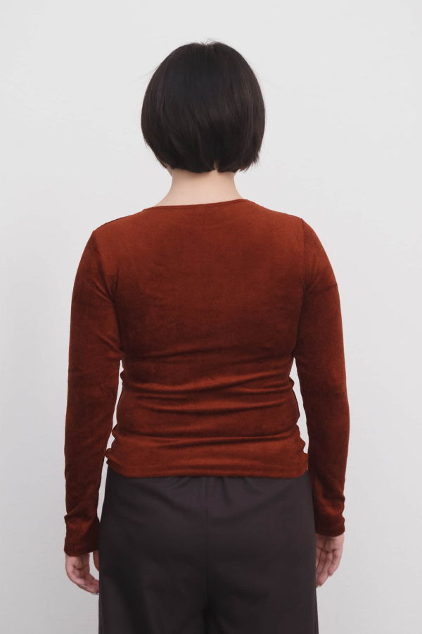Baserange Omo Velour Long Sleeve Tee - Goy Red