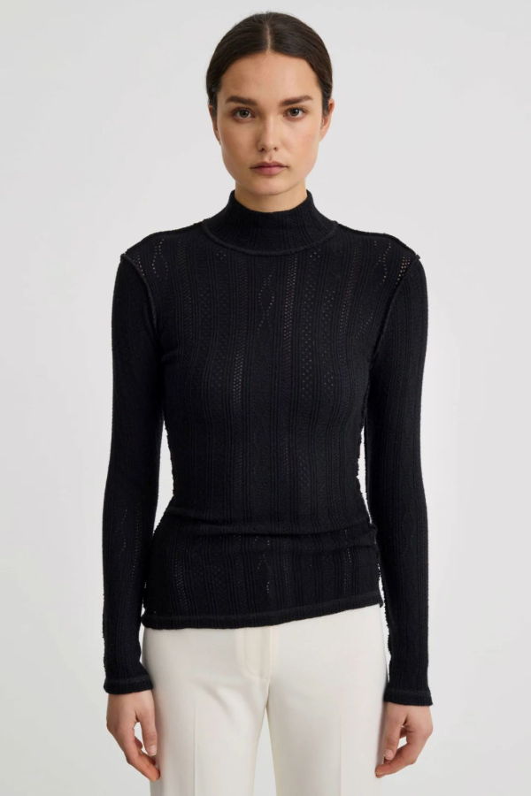 Smythe Pointelle Knit Turtleneck
