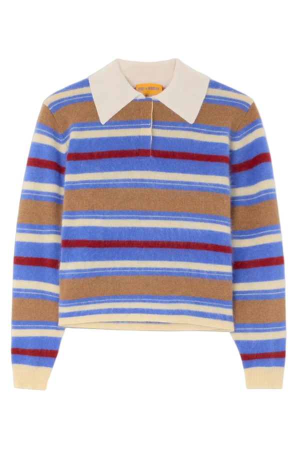 Guest in Residence Grizzly Cropped Rugby Sweater - Reservoir Combo