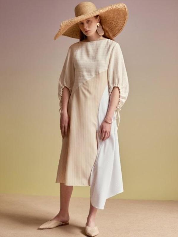 Striped Boat Neck Linen Dress Atb203w Stripe | Garmentory