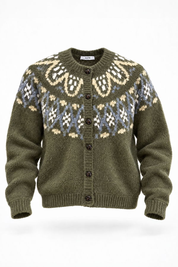 ASTR The Label Irene Fair Isle Oversized Cardigan