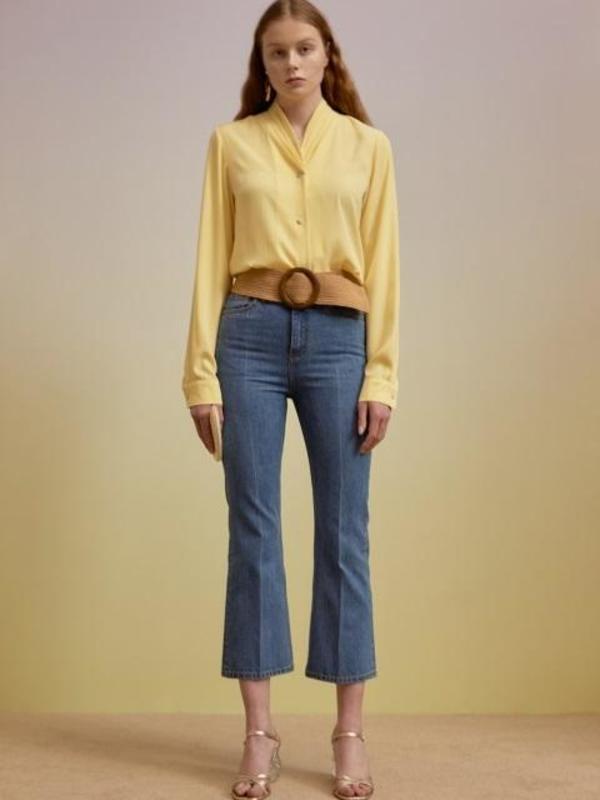 Inez Central Pleat Crop Jeans Apa235w Blue | Garmentory