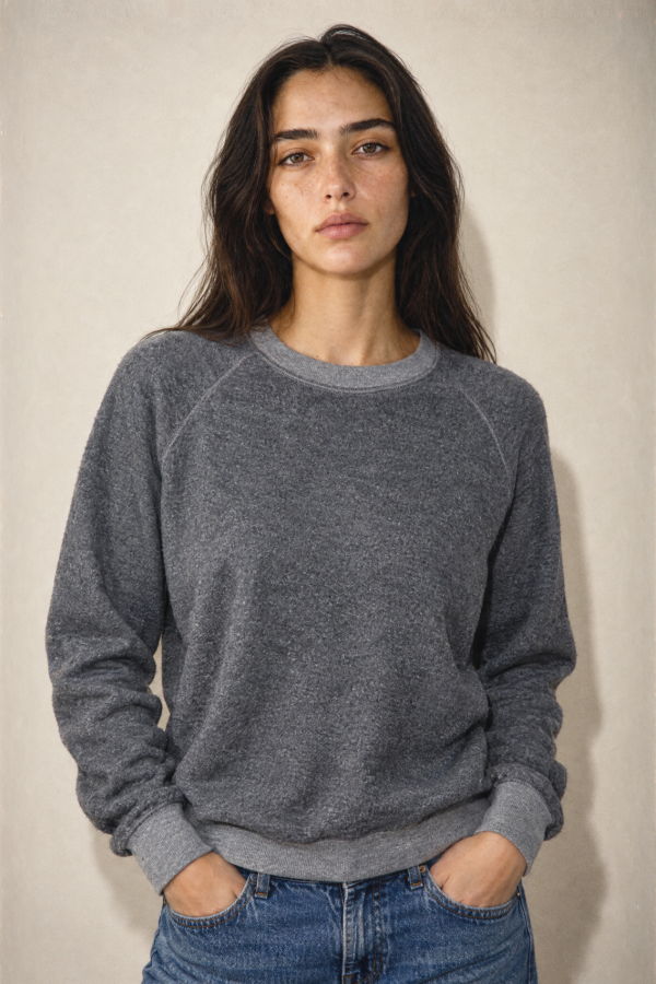 Perfect White Tee Ziggy Regular Fit Crew Neck Sweatshirt - Dark Heather Grey