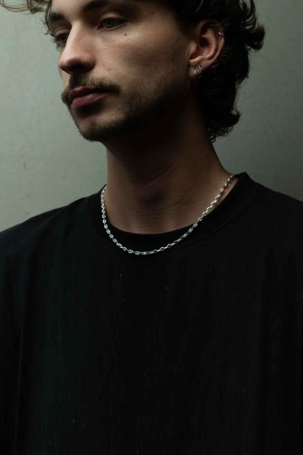 SUE THE BOY Cable Bar Chain Necklace - Silver