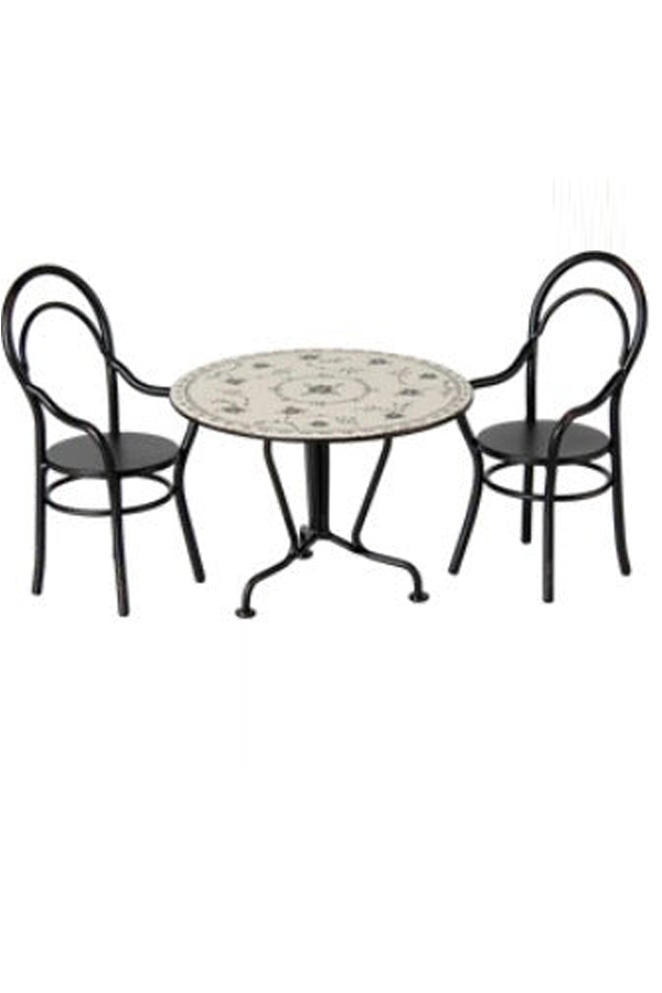 Maileg Miniature Dining Table with Two Chairs