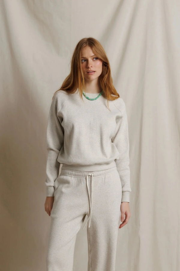 Perfect White Tee Waffle Knit Raglan Sweatshirt