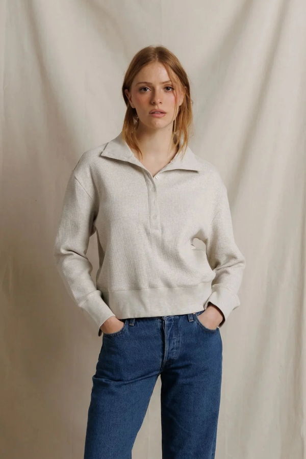 Perfect White Tee Zia Waffle Collar Sweatshirt