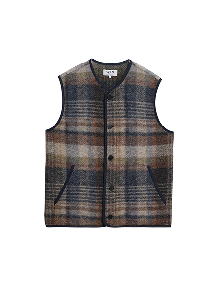 Auralee Suvin High Count Cloth Down Vest - Blue | Garmentory
