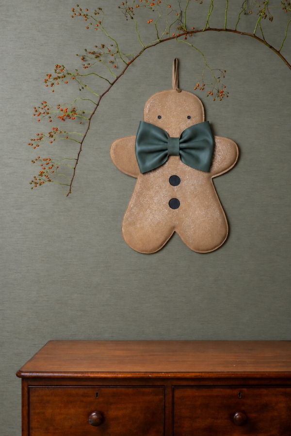 Kids Donsje Gomi Medium Gingerbread Ornament - Tan Metallic Suede