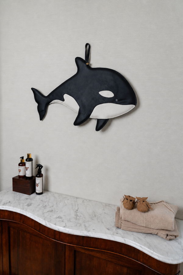 Kids Donsje Gomi Medium Orca Ornament - Black Leather
