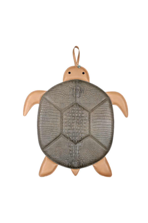 Kids Donsje Gomi Medium Turtle Ornament - Stone Croco Stamped Leather
