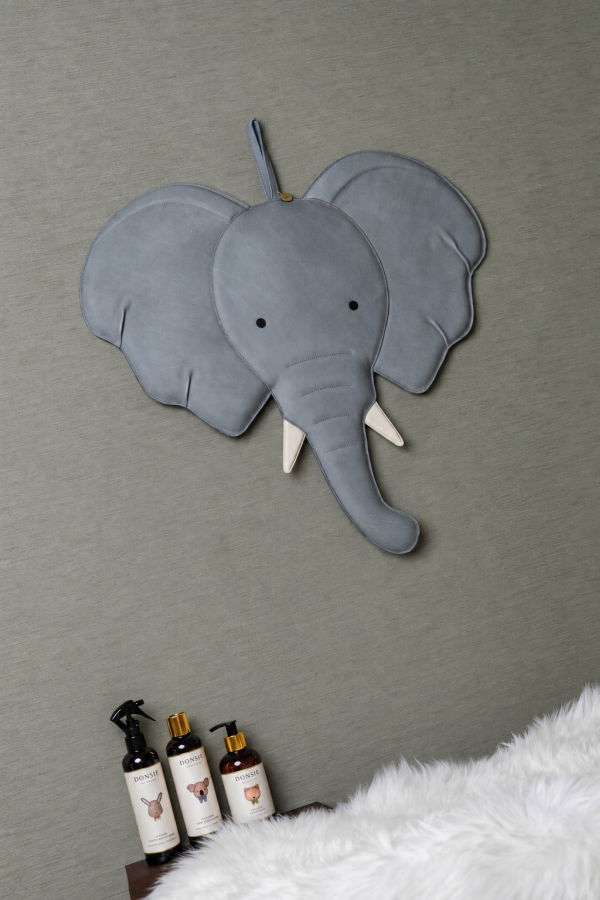 KIDS Donsje Guno Medium Elephant Ornament - Grey Nubuck