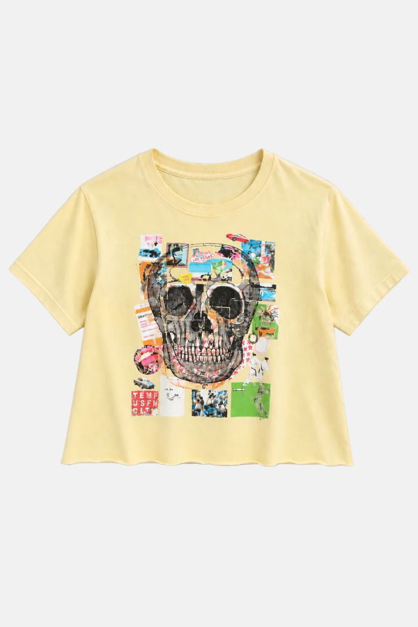Blue&Cream Peter Tunney 'Miss You' Skull Cropped Tee