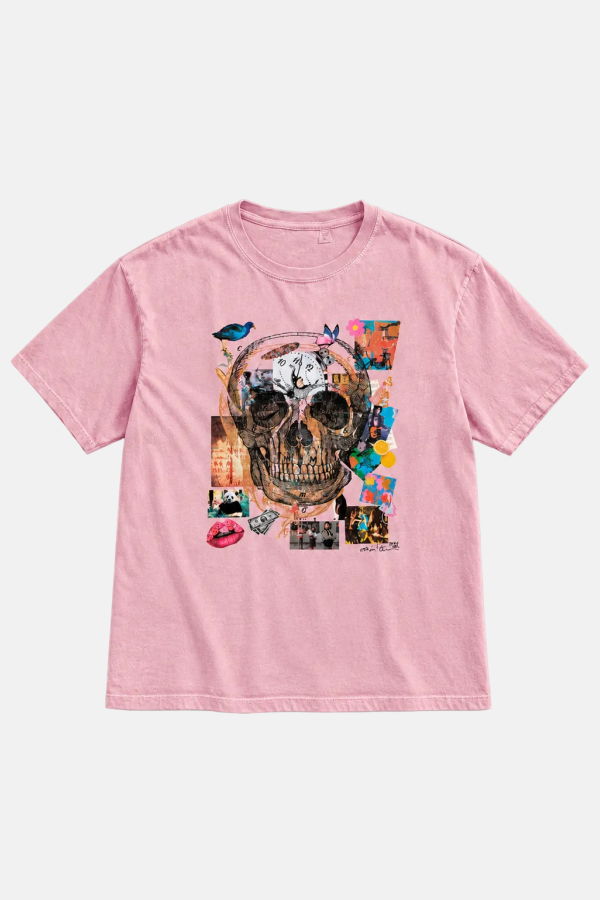 Blue&Cream Peter Tunney 'Miss You' Skull Tee - Pink