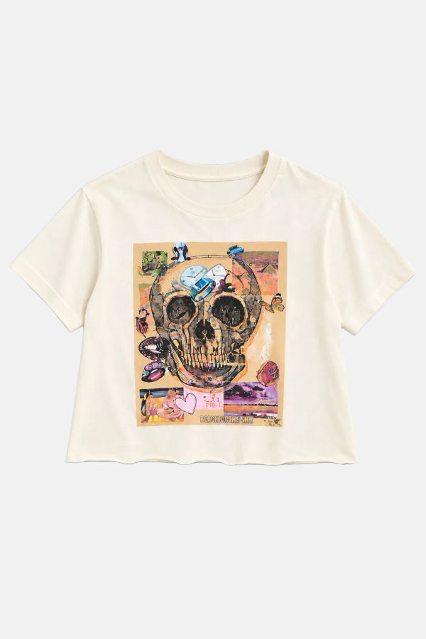 Blue&Cream Peter Tunney Skull Cropped Tee