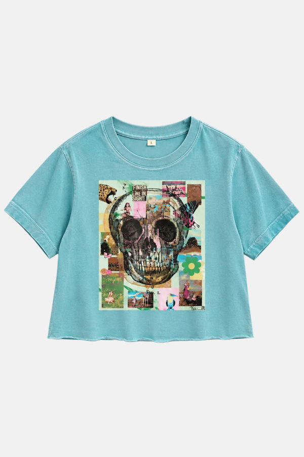 Blue&Cream Peter Tunney Skull Cropped Tee