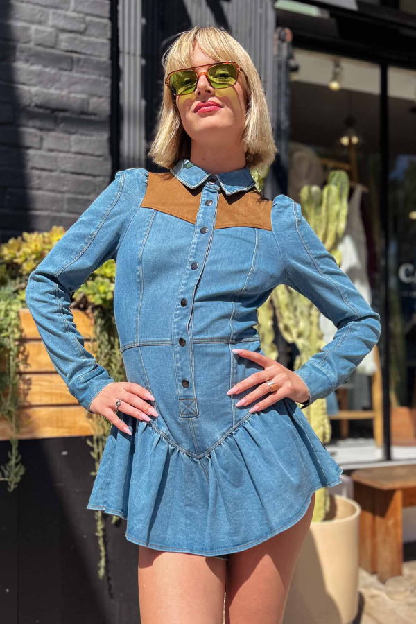 Saylor Enid Dress - Blue Brown