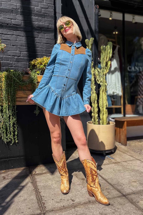 Saylor Enid Dress - Blue Brown