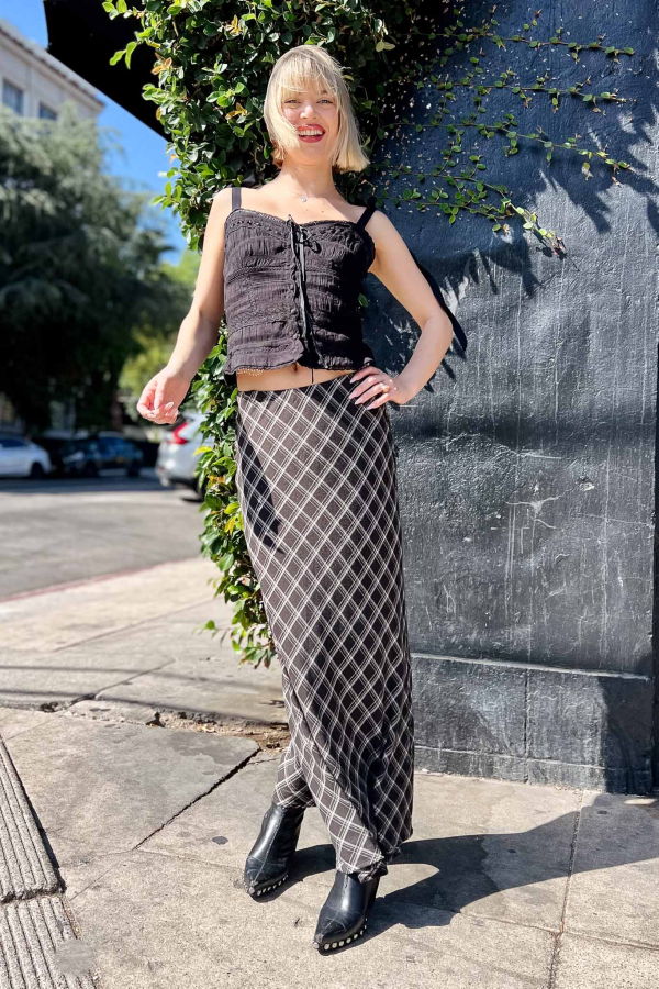 Z Supply Europa Plaid Skirt - Ash Black