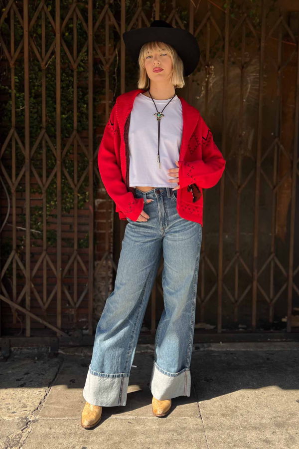 Wrangler Retro Bailey High Rise Wide Leg Cuffed Jean Milena - Denim
