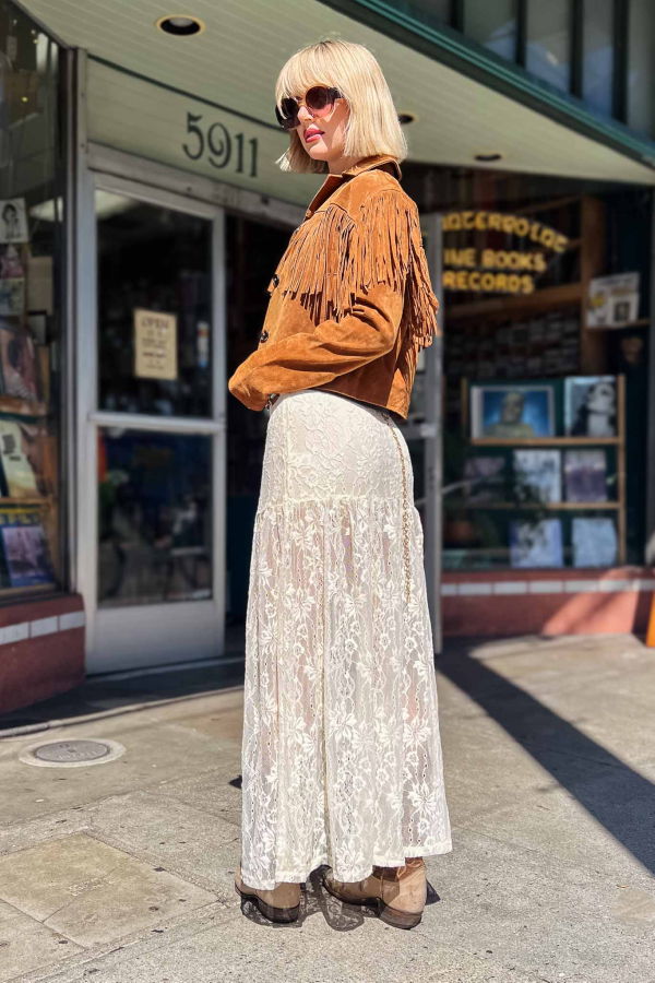 BLANK NYC Smoked Paprika Suede Fringe Jacket - Rust