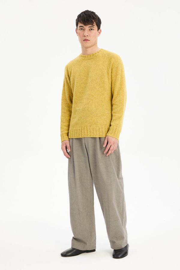 Delikatessen Crewneck in a Lemon Brushed Sustainable Alpaca Wool Sweater