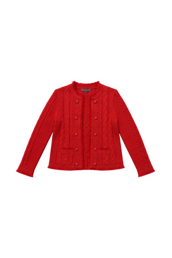 ELLIOTT LAUREN Cable Knit Cardigan - Vermilion