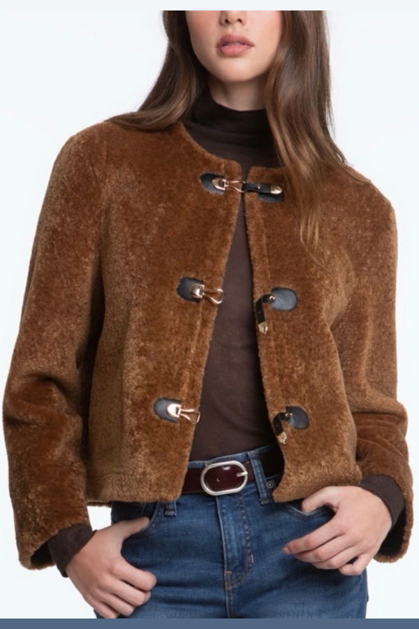 ELLIOTT LAUREN Faux Shearling Jacket - Cognac