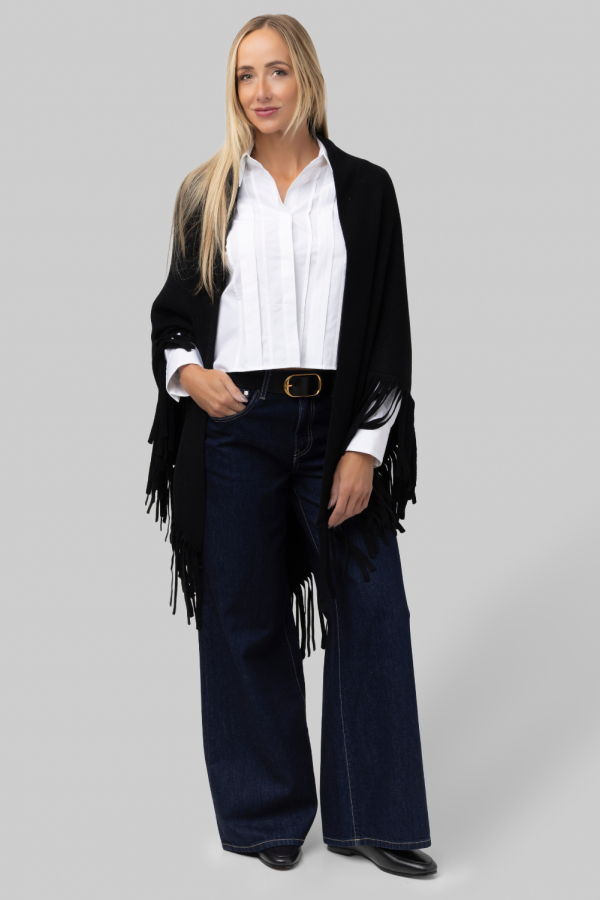 The Great. The Big Sweater Fringe Scarf - Black