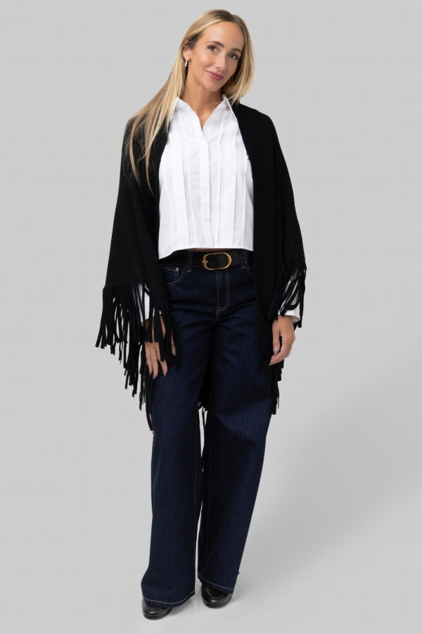 The Great. The Big Sweater Fringe Scarf - Black