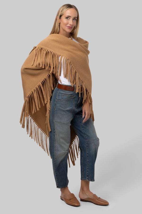 The Great. The Big Sweater Fringe Scarf - Camel