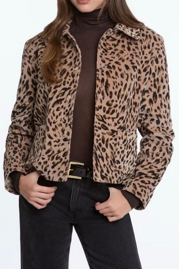 ELLIOTT LAUREN Printed Corduroy Jacket - Cheetah
