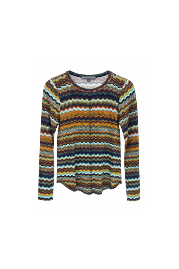 ELLIOTT LAUREN Zig Zag Crew Neck Top - Multi