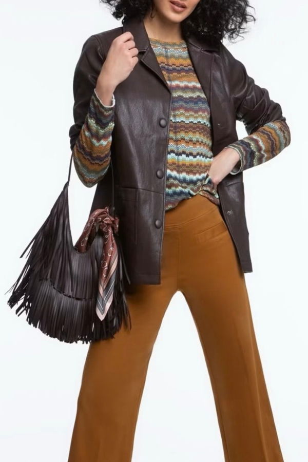 ELLIOTT LAUREN Zig Zag Crew Neck Top - Multi